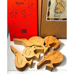 Balancing Kiwis Wooden Game Hand Made from New Zealand Vintage NIB 1984
